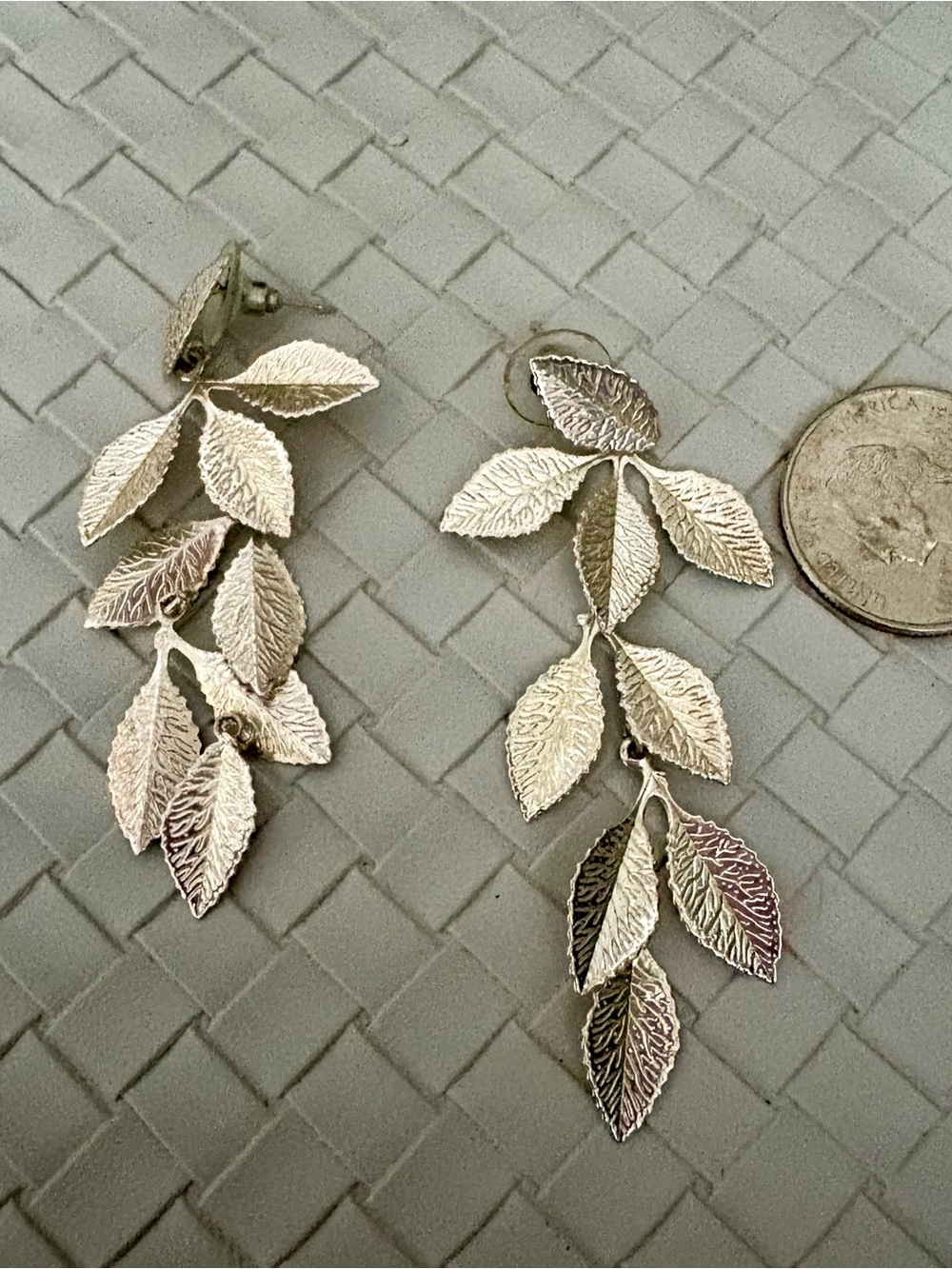Sterling Leaf Cascade Drop Earrings in Silver